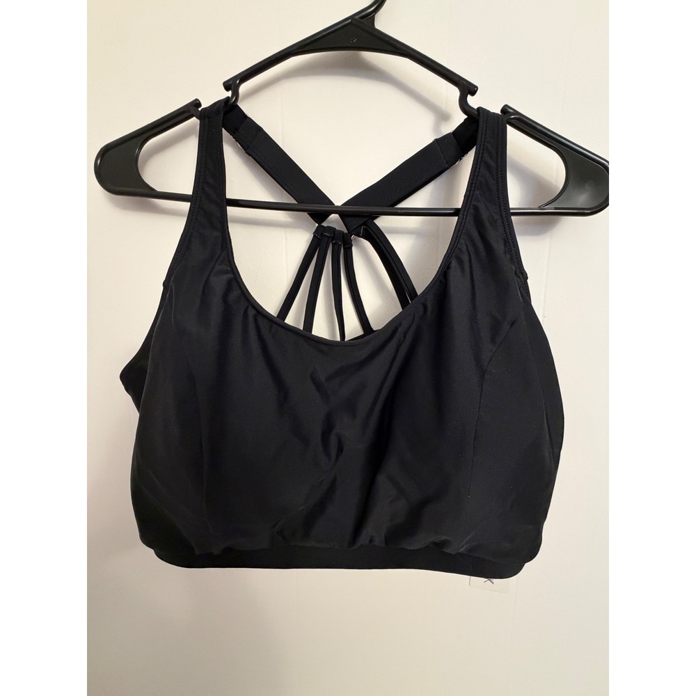 Holipick Bikini Top Women 18W Black New Strappy Cage Back Swimwear Bralette